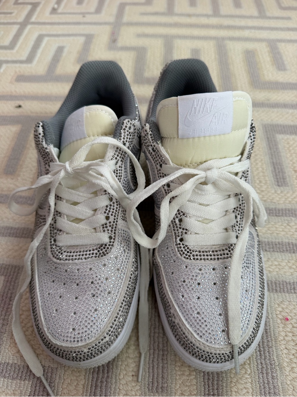 Kids Original Nike White & Silver Rhinestone Sneakers